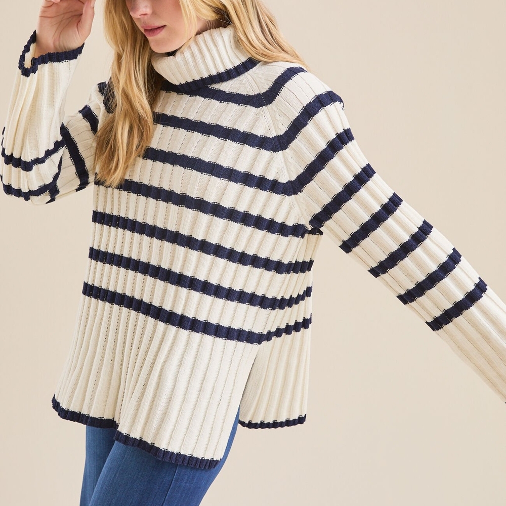 Altar'd State Striped Turtleneck Sweater